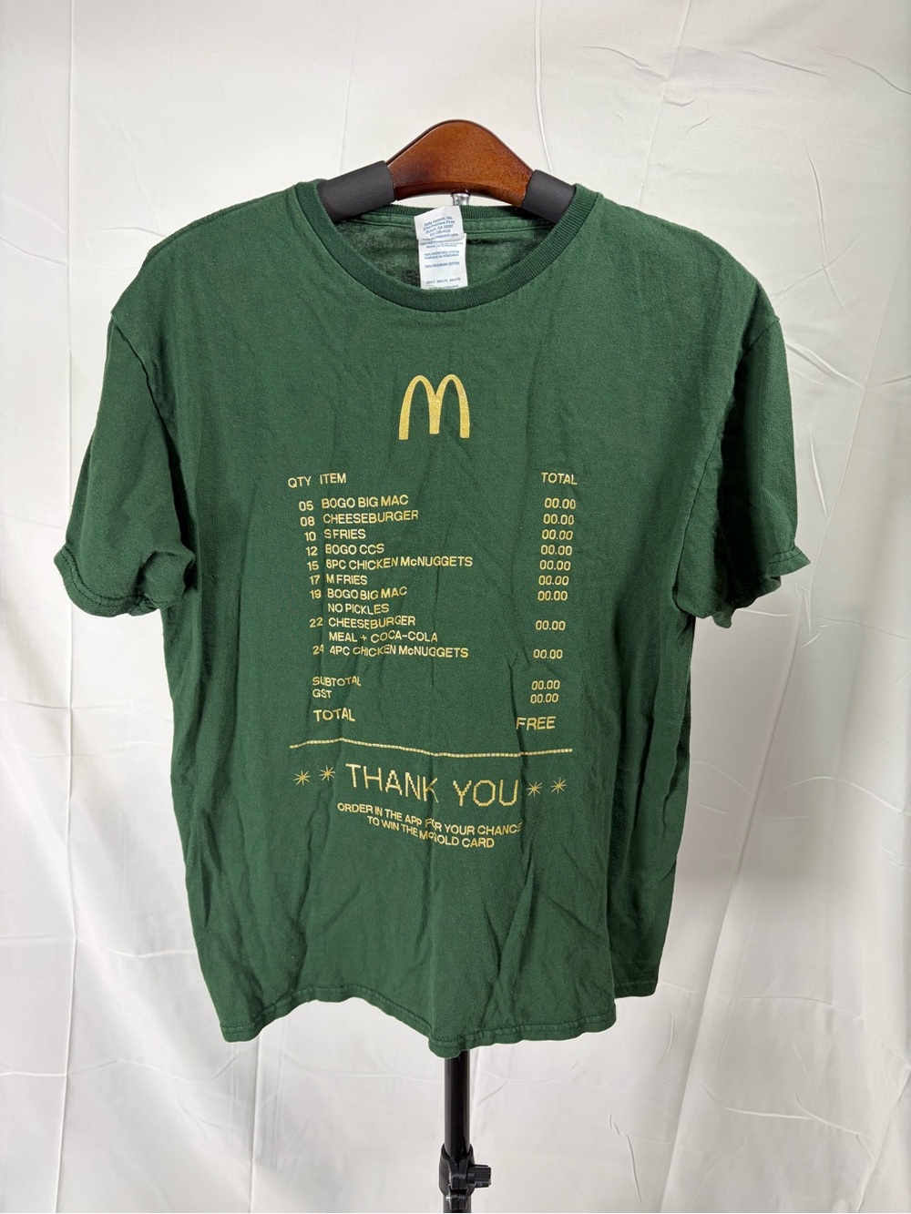 McDonald's Men's Green Logo Receipt Graphic T-Shirt